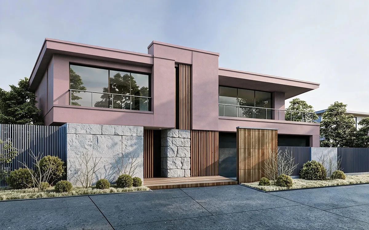 Nippon Paint's CHEERY PINK color on different wall surfaces.