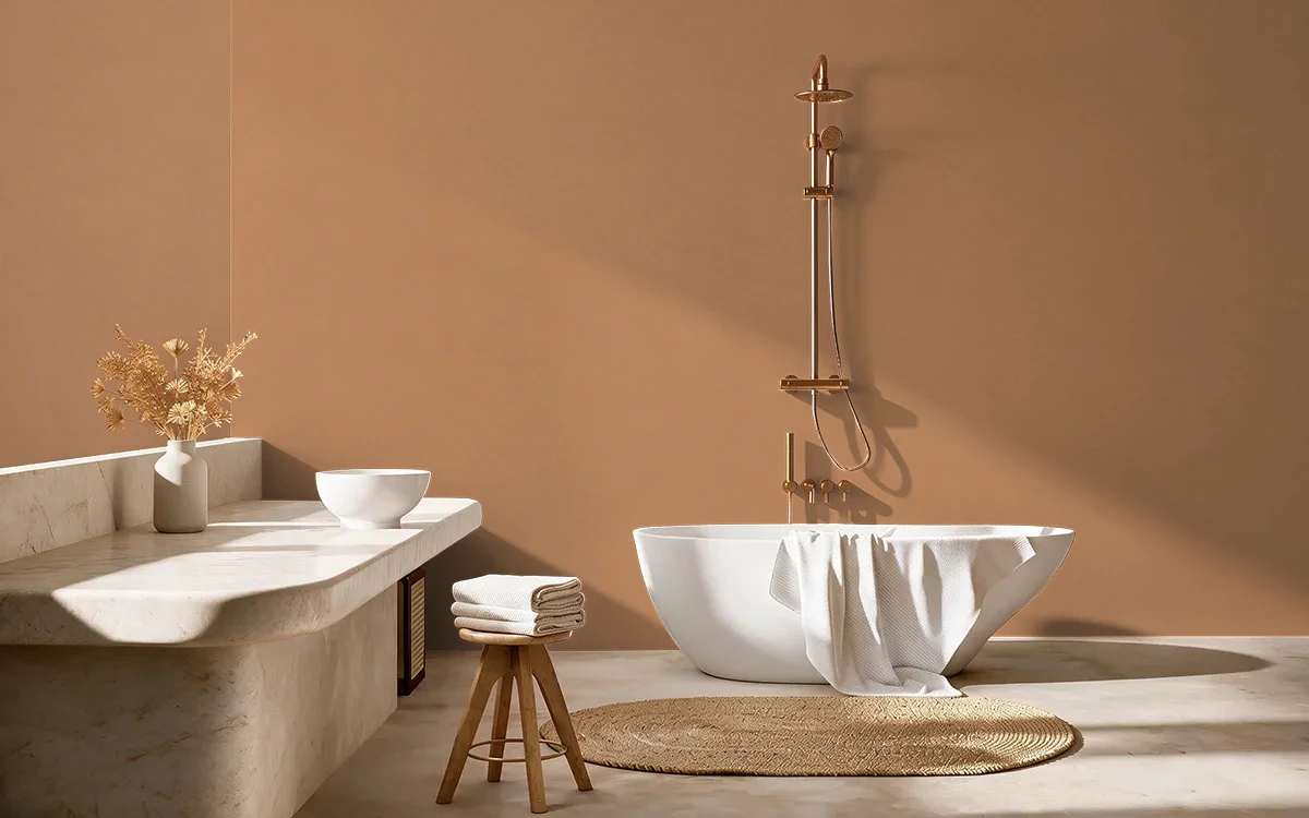 Nippon Paint's CHEESY TOAST color on different wall surfaces.