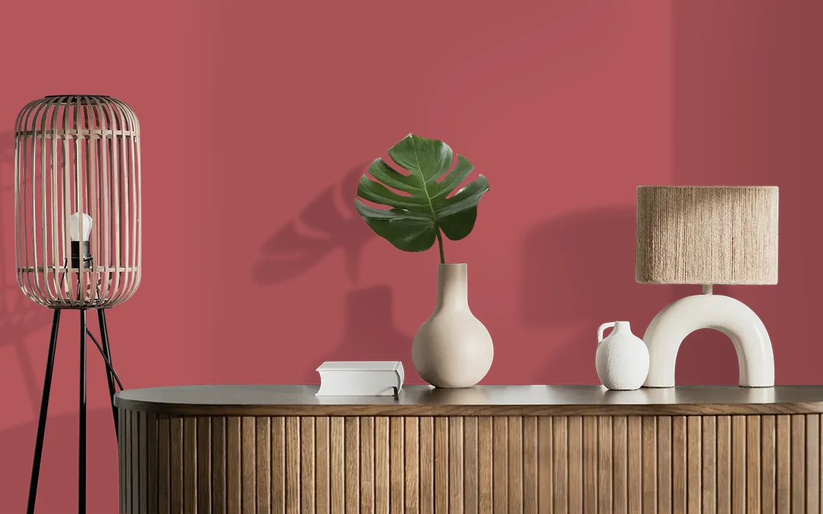 Nippon Paint's CHERRY ON TOP color on different wall surfaces.