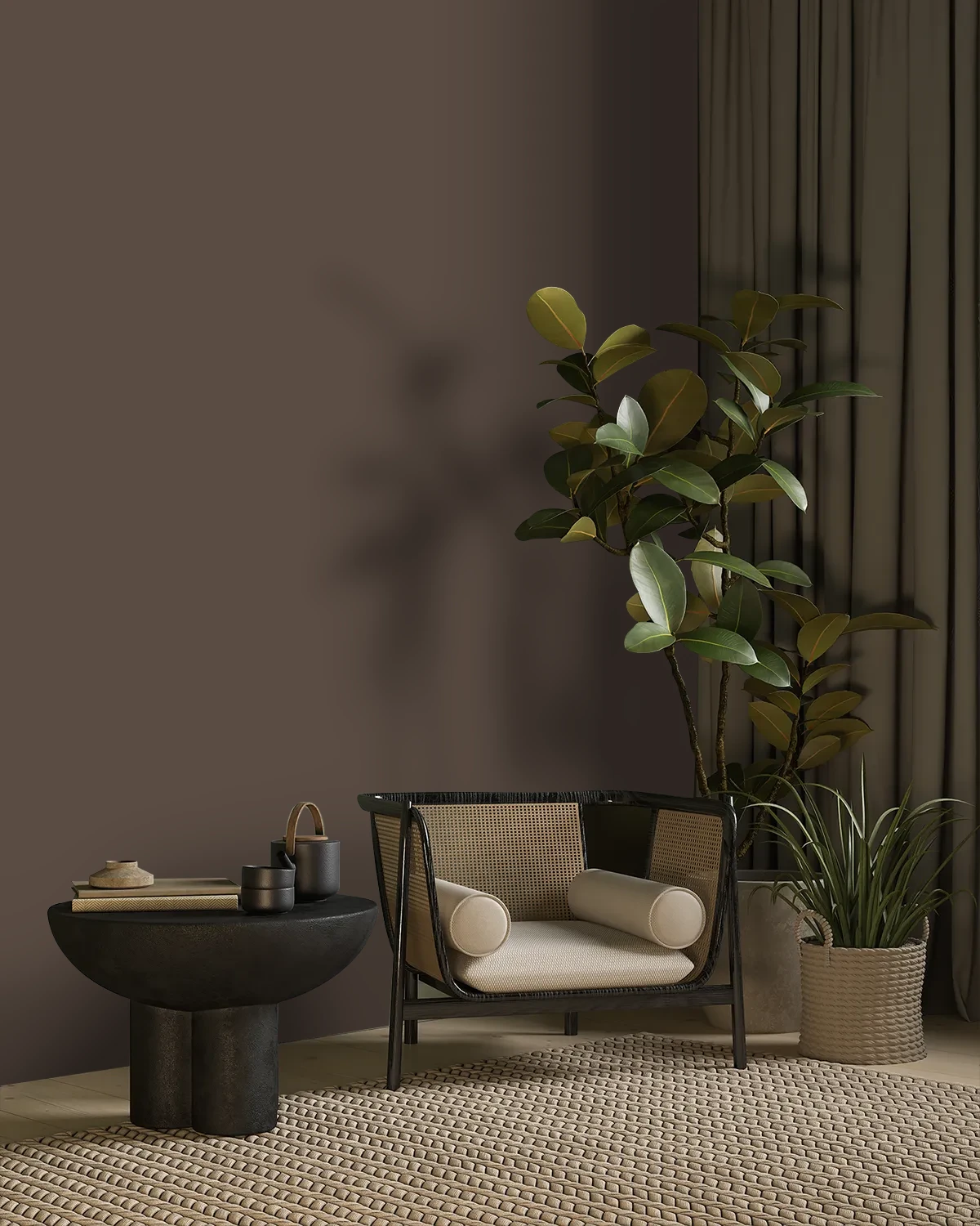 Nippon Paint's CHESTNUT CHARM color on a beautifully decorated wall.