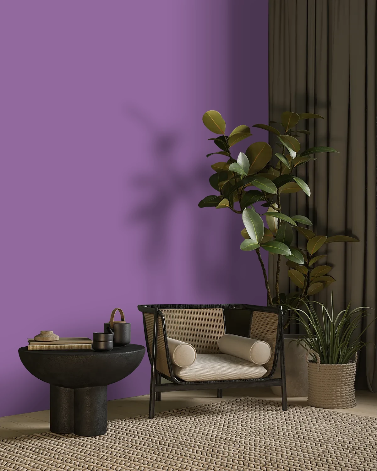 Nippon Paint's CHINA ASTER color on a beautifully decorated wall.