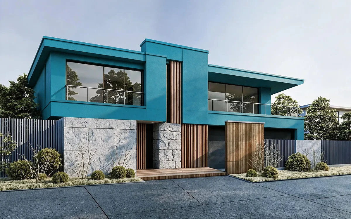Nippon Paint's CHINA BLUE color on different wall surfaces.