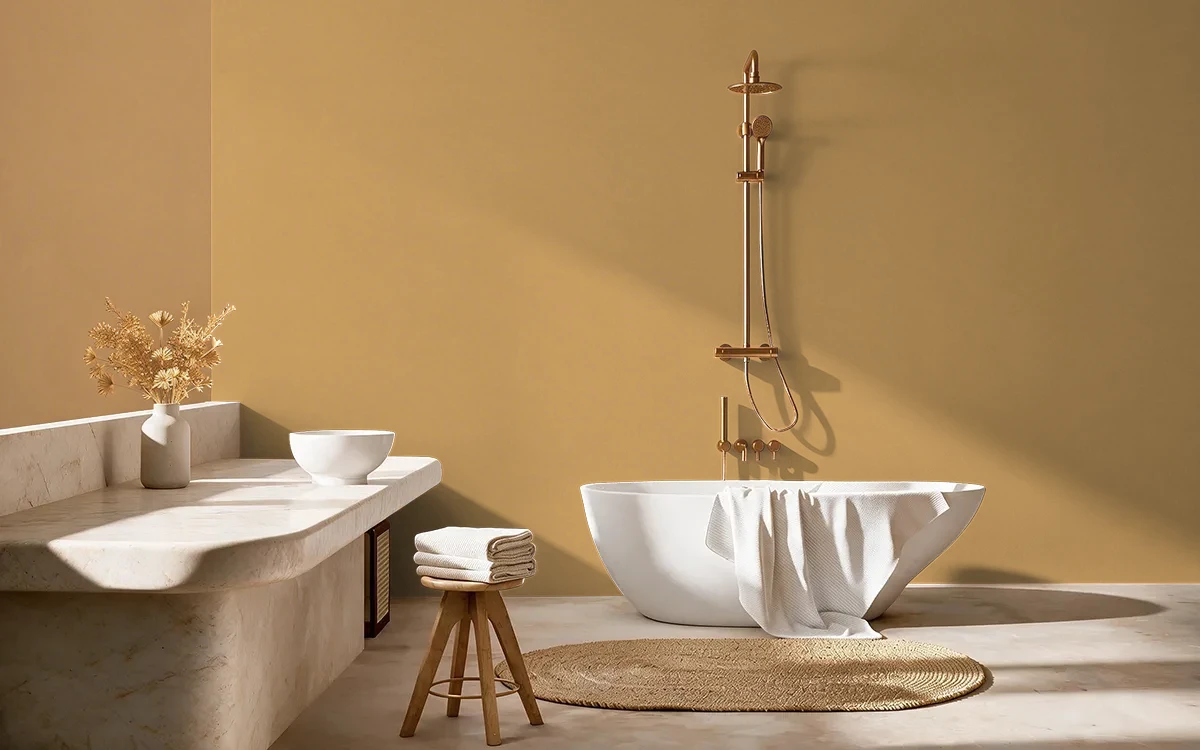 Nippon Paint's CHINESE CHESTNUTS color on different wall surfaces.