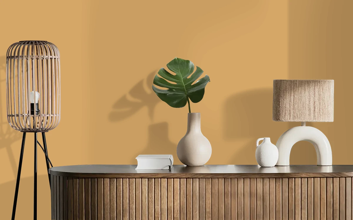 Nippon Paint's CHINESE CHESTNUTS color on different wall surfaces.