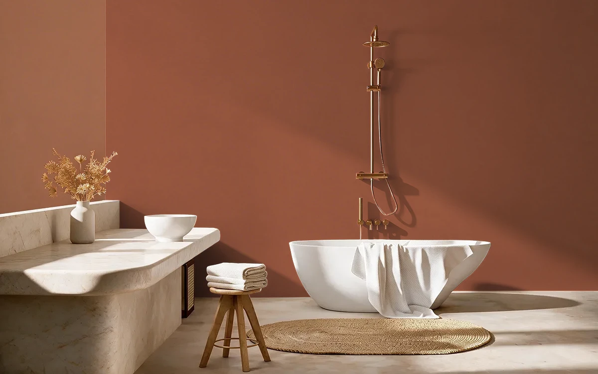 Nippon Paint's CHINESE CURRY color on different wall surfaces.