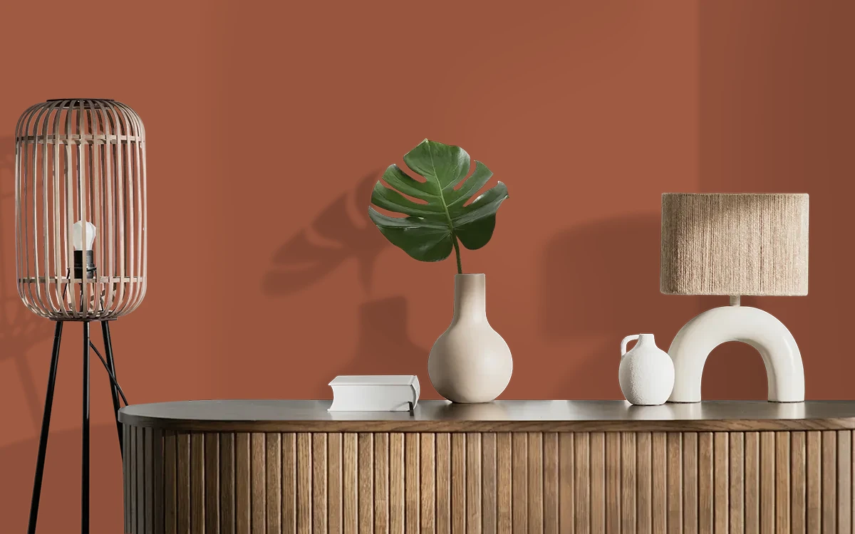 Nippon Paint's CHINESE CURRY color on different wall surfaces.