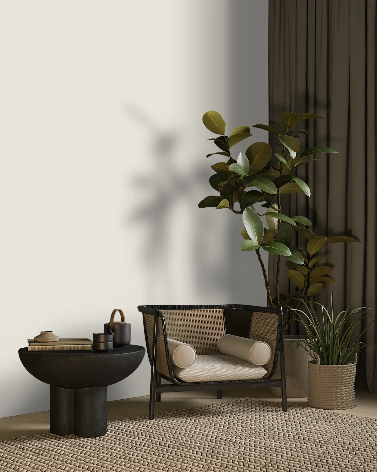 Nippon Paint's CHRONICLE GRAY color on a beautifully decorated wall.
