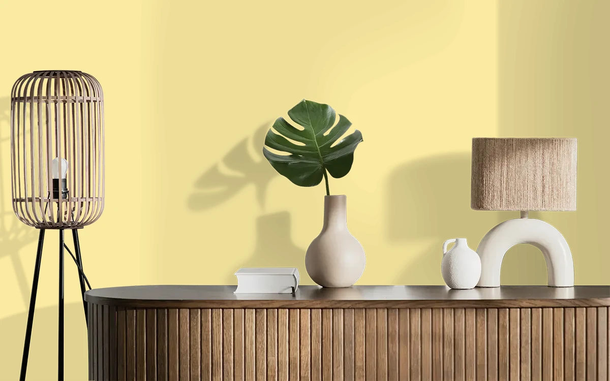 Nippon Paint's CHRYSANTHEMUM color on different wall surfaces.