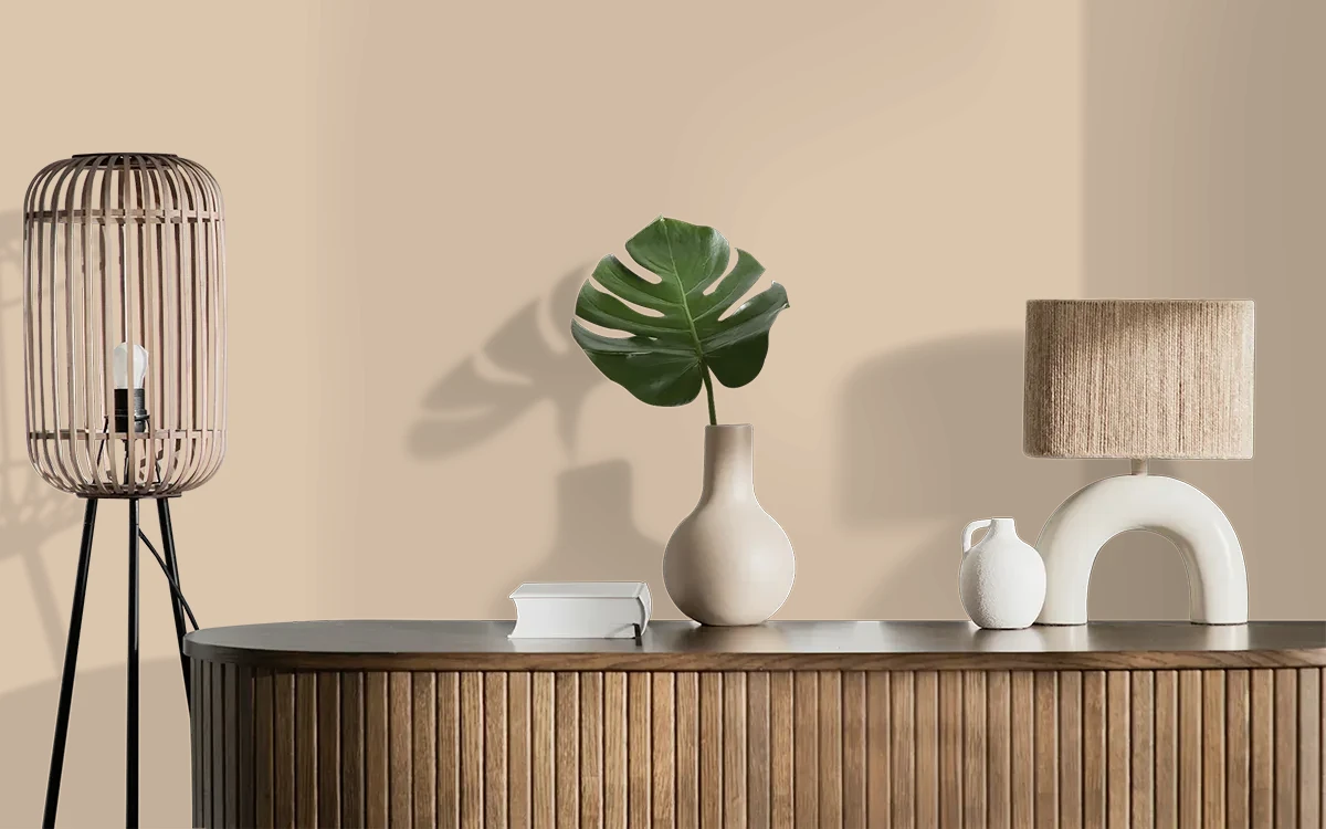 Nippon Paint's CINNAMON RADIANCE color on different wall surfaces.