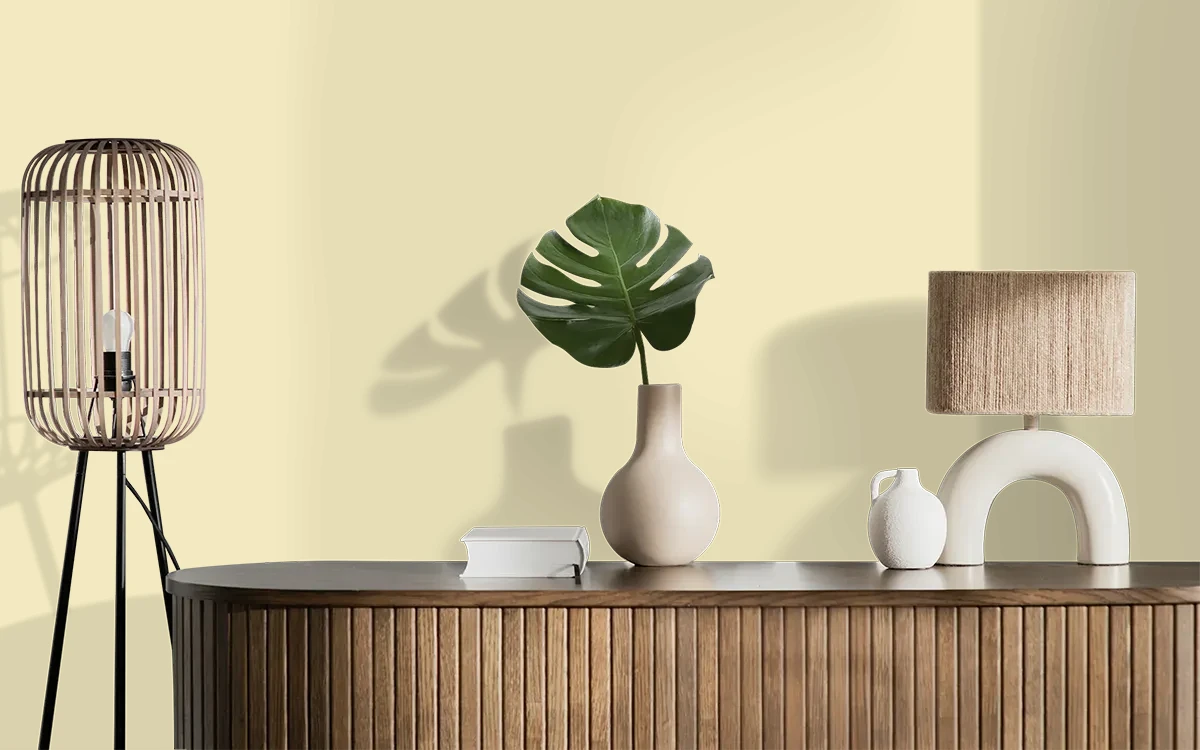 Nippon Paint's CITRUS HINT color on different wall surfaces.