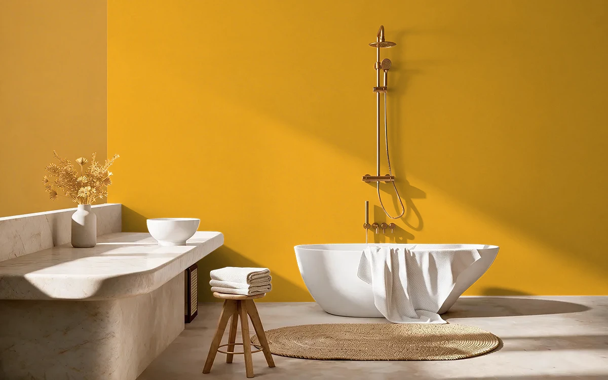 Nippon Paint's CITRUS SIREN color on different wall surfaces.