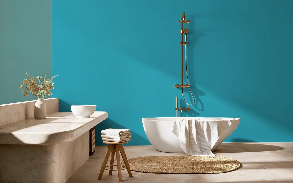 Nippon Paint's CLASSICAL BLUE color on different wall surfaces.