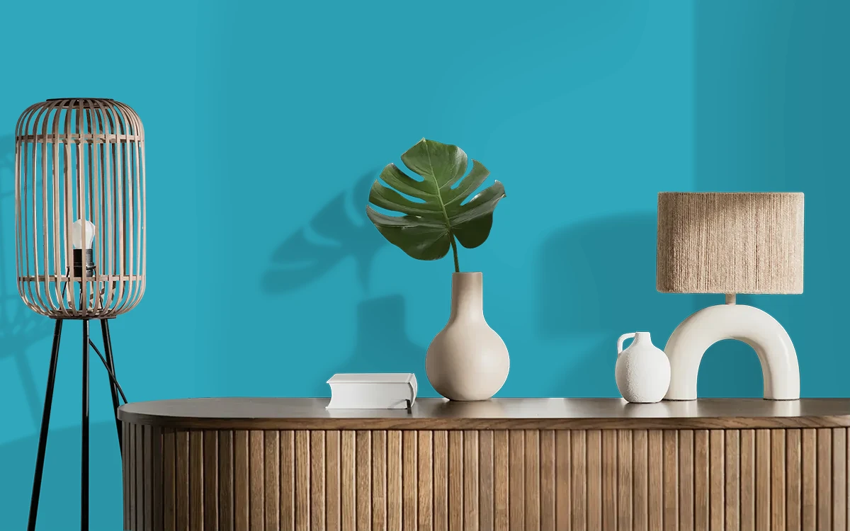 Nippon Paint's CLASSICAL BLUE color on different wall surfaces.