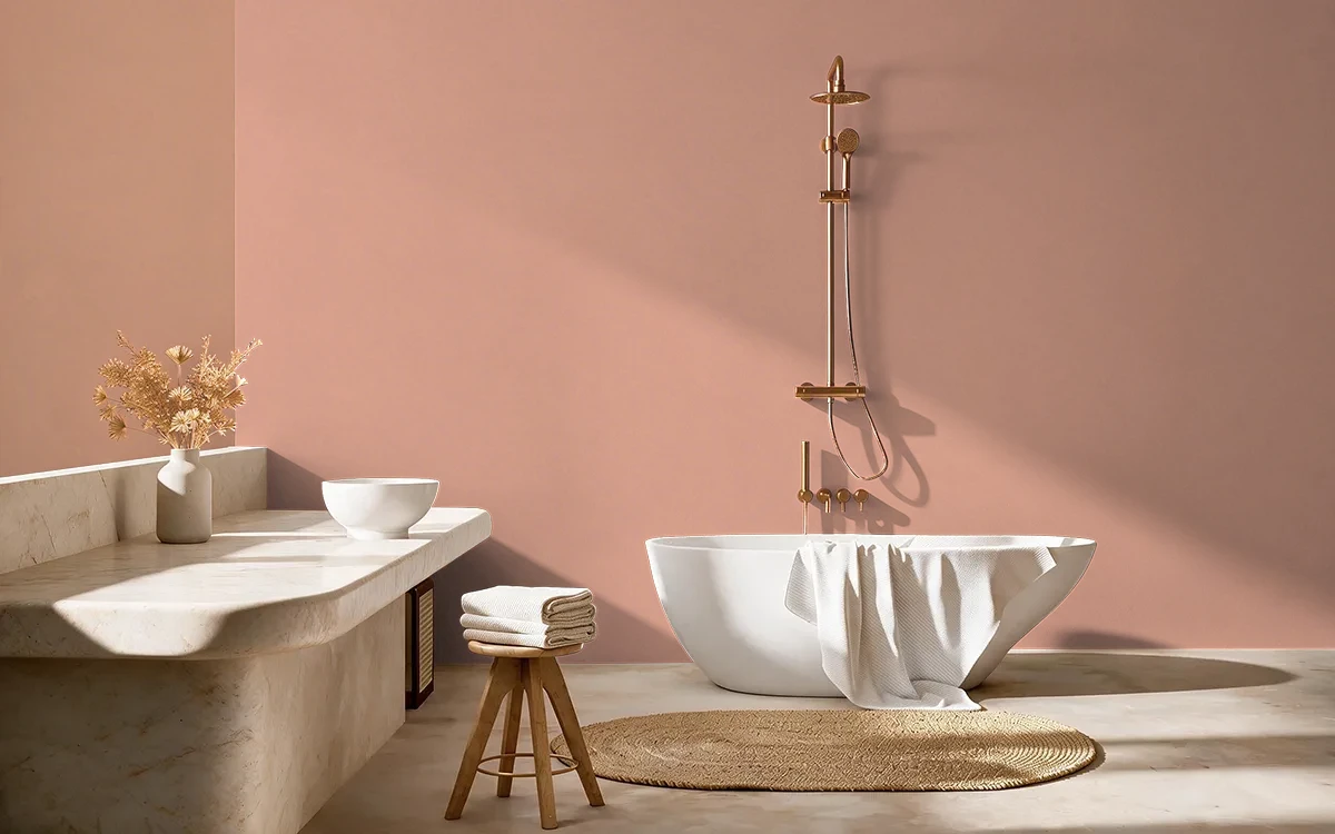 Nippon Paint's CLAY BRUSHED color on different wall surfaces.