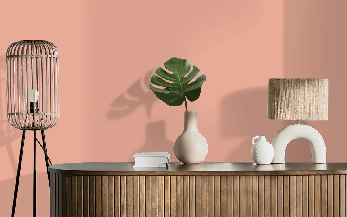 Nippon Paint's CLAY BRUSHED color on different wall surfaces.