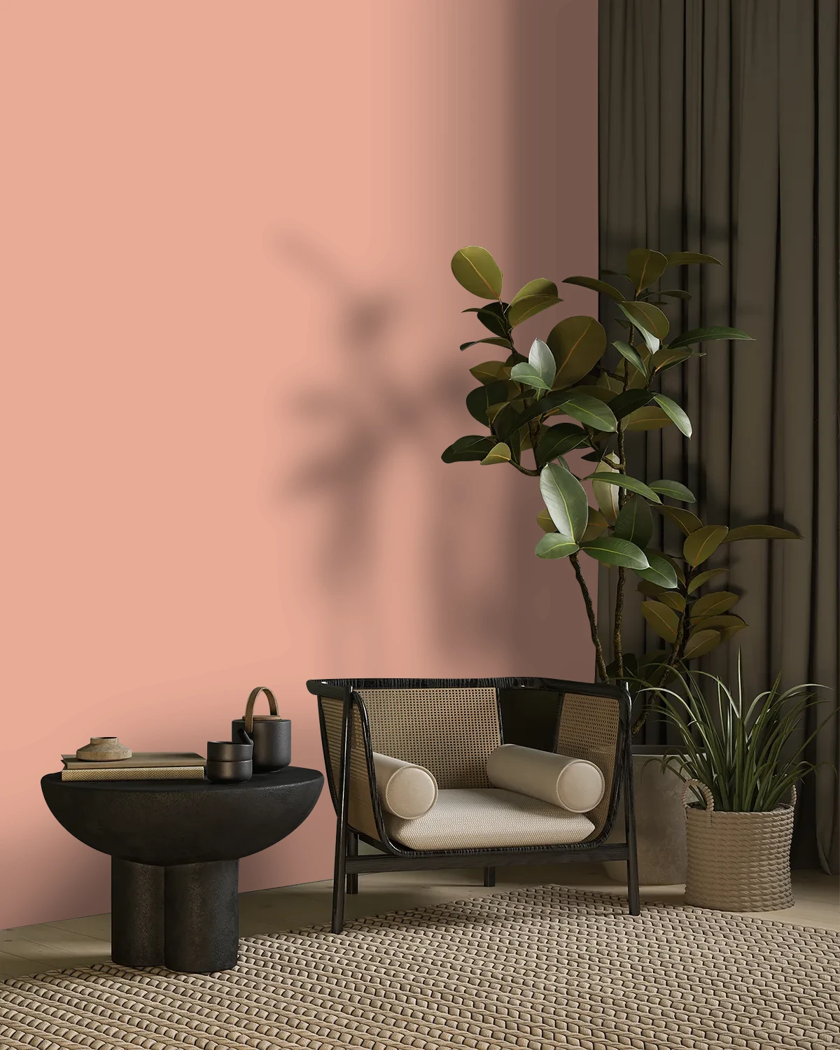 Nippon Paint's CLAY BRUSHED color on a beautifully decorated wall.