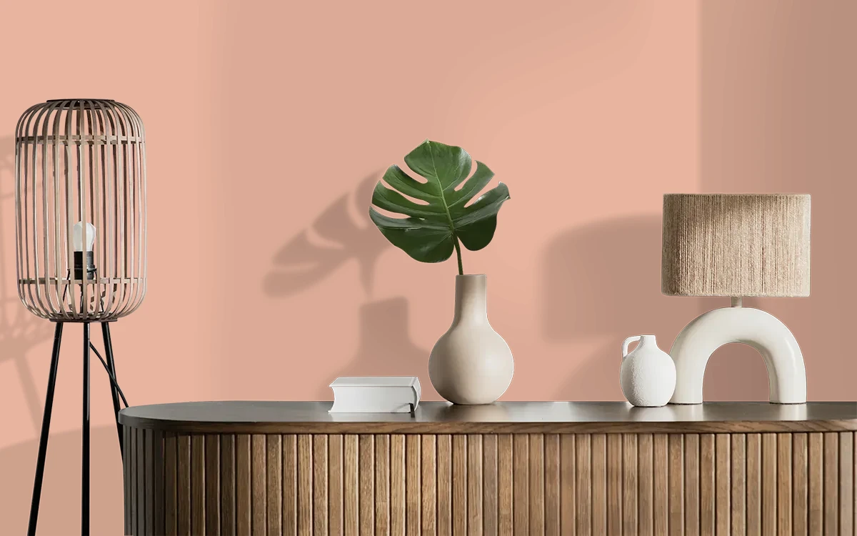Nippon Paint's CLAY CLIP color on different wall surfaces.