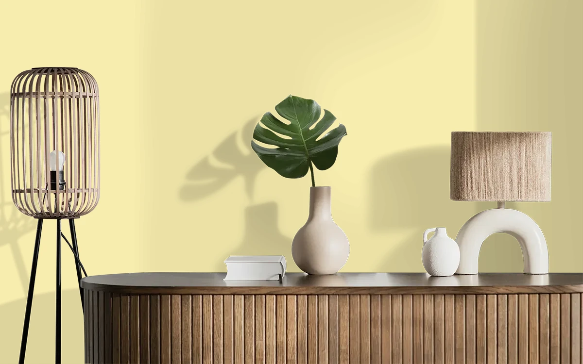 Nippon Paint's CLEAR YELLOW color on different wall surfaces.
