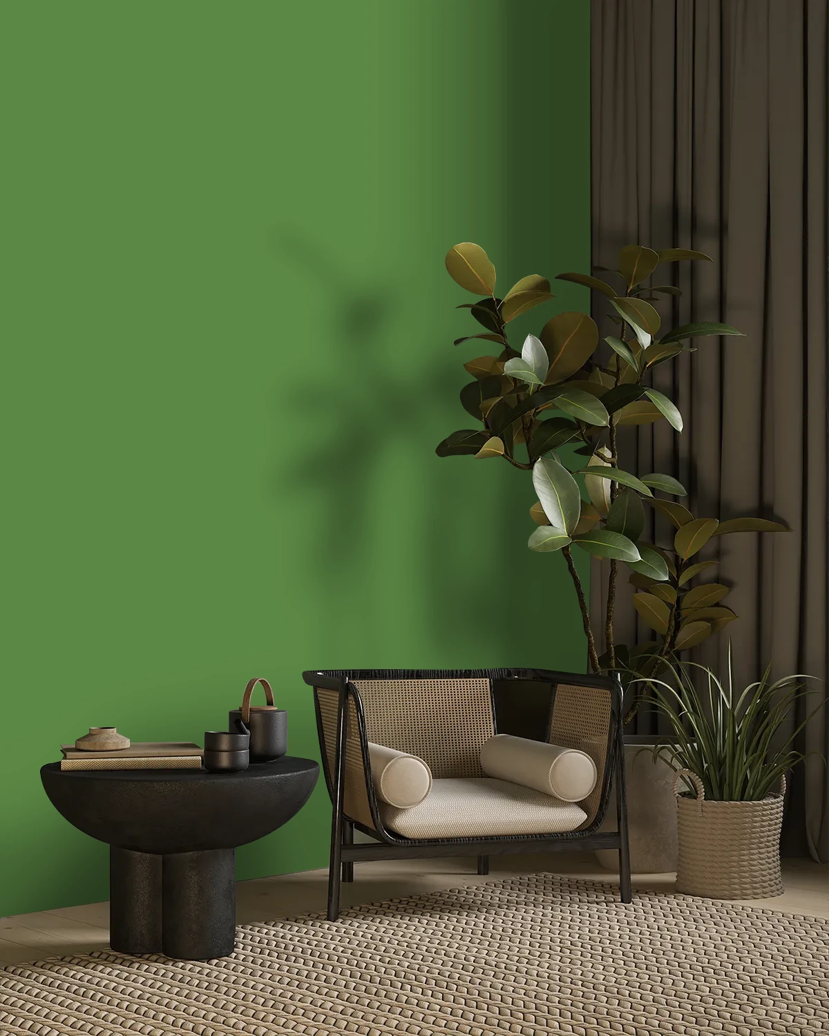Nippon Paint's CLIMBING VINE color on a beautifully decorated wall.