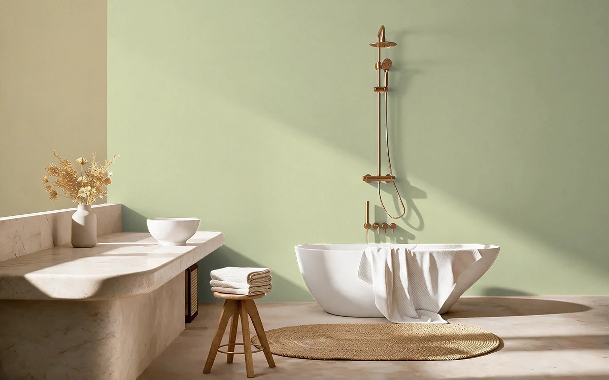 Nippon Paint's CLOVER TIP color on different wall surfaces.