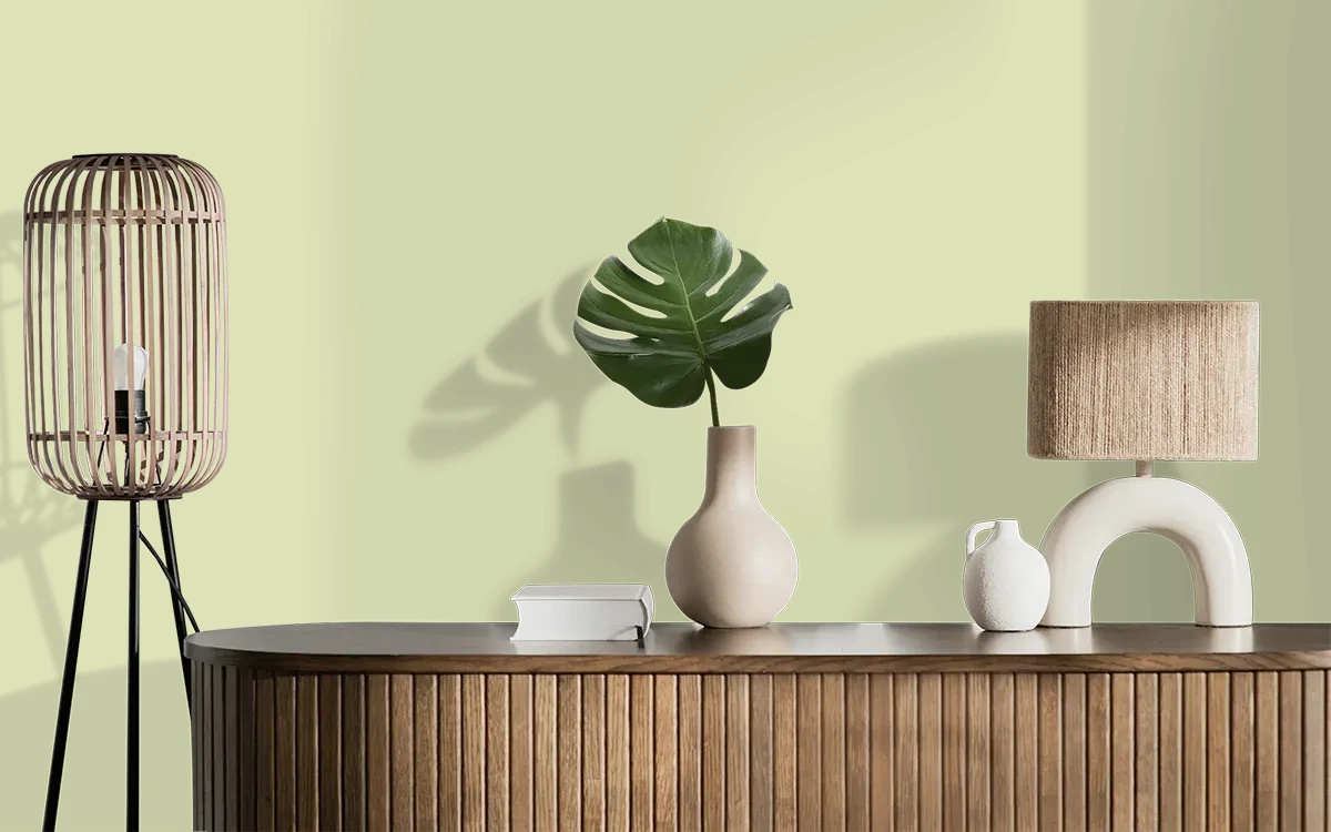 Nippon Paint's CLOVER TIP color on different wall surfaces.