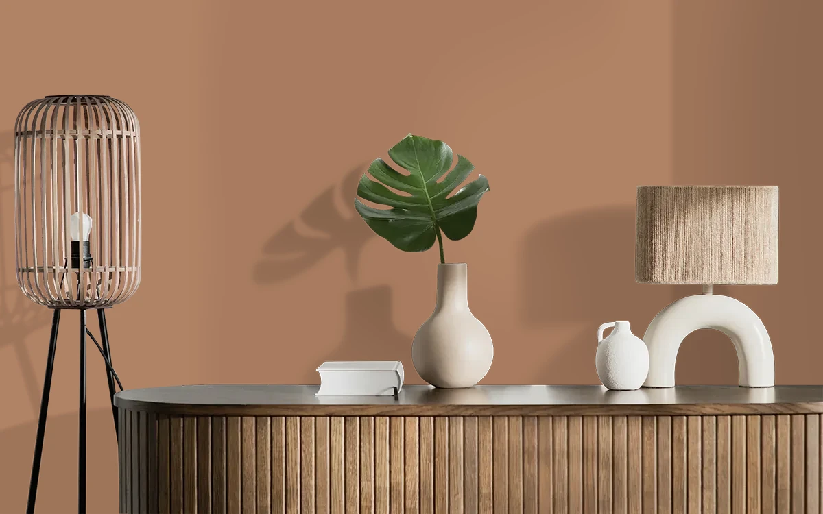 Nippon Paint's COATED HAZEL color on different wall surfaces.