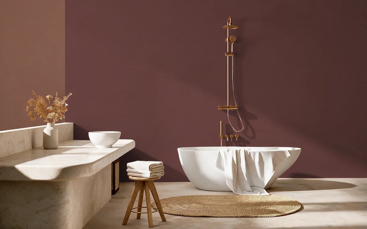 Nippon Paint's COCOA CHARM color on different wall surfaces.