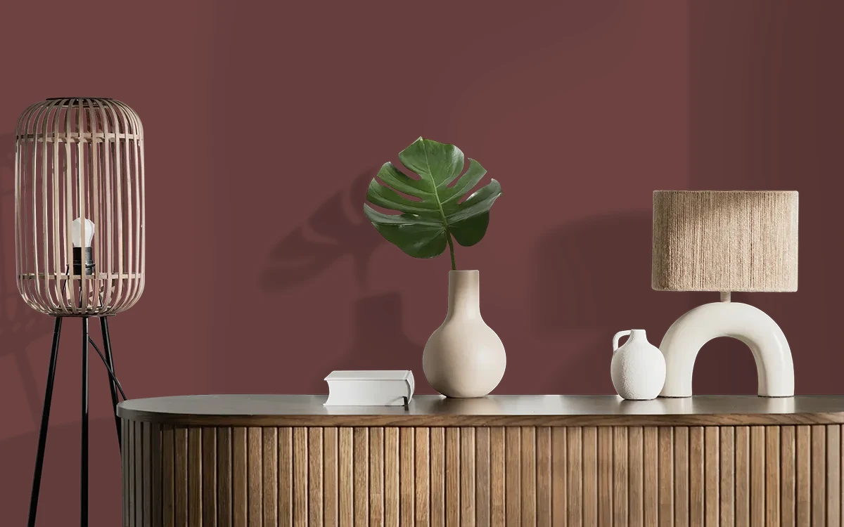 Nippon Paint's COCOA CHARM color on different wall surfaces.