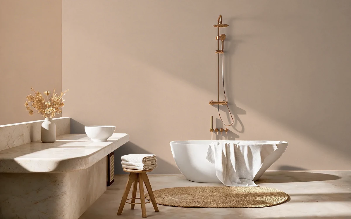 Nippon Paint's COCONUT HUSK color on different wall surfaces.