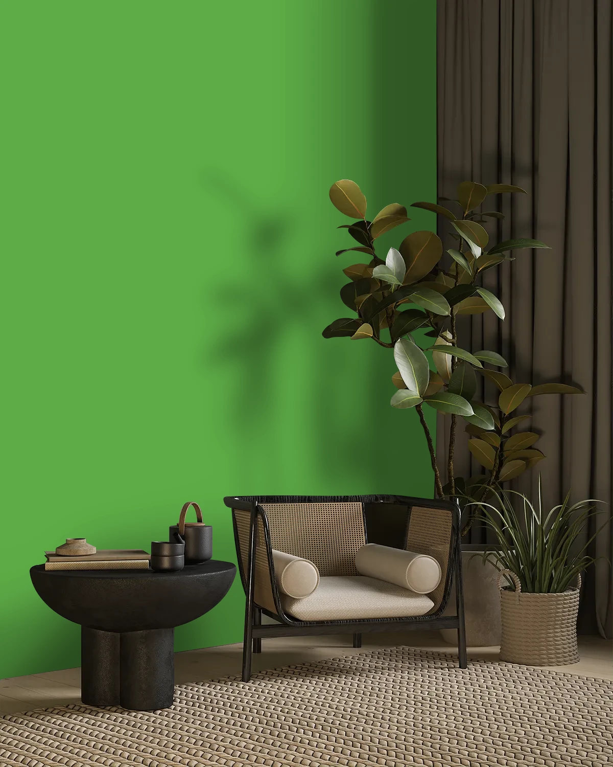 Nippon Paint's COLLEEN GREEN color on a beautifully decorated wall.