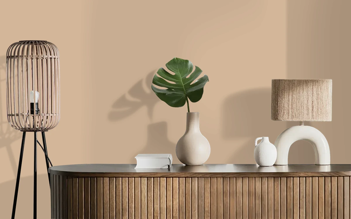Nippon Paint's COLOMBO CRESCENT color on different wall surfaces.