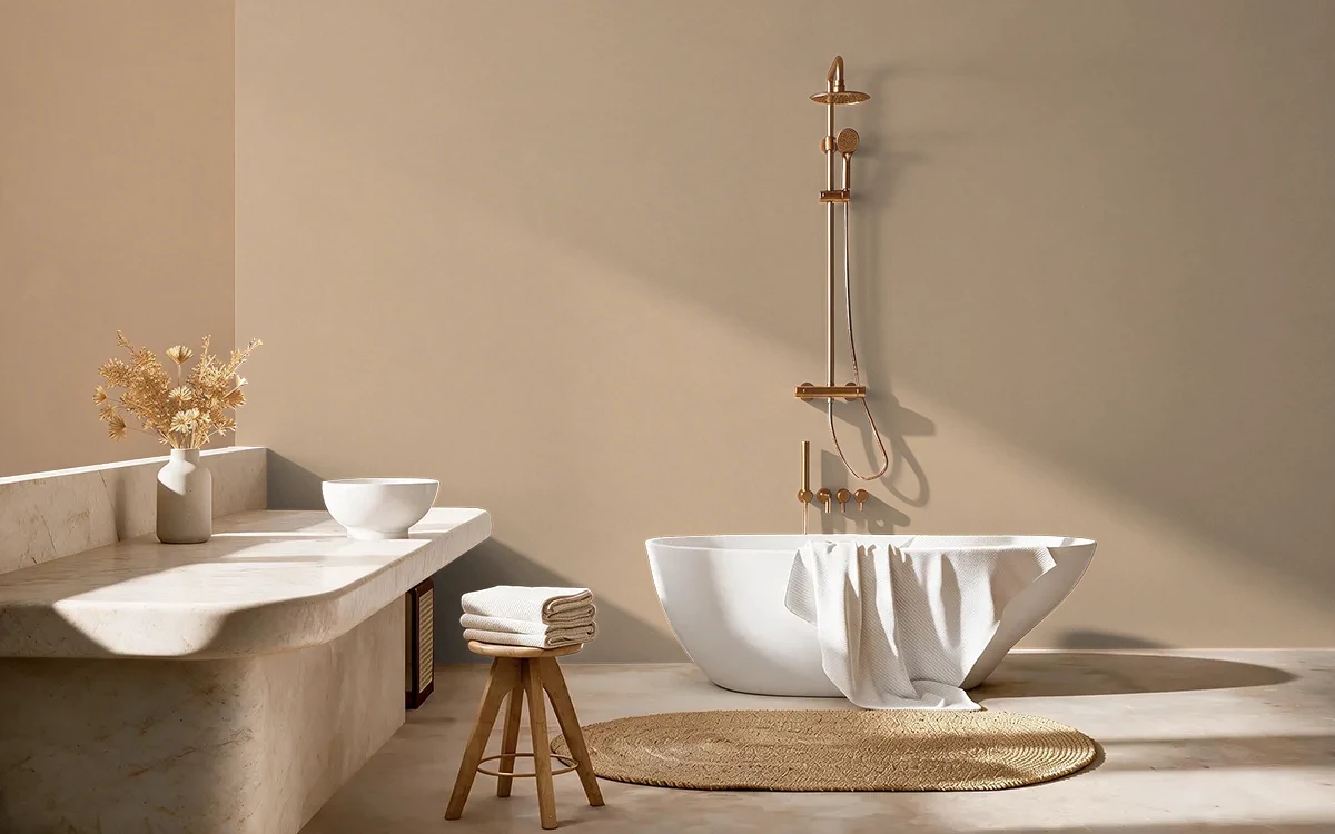 Nippon Paint's COLOMBO CRESCENT color on different wall surfaces.