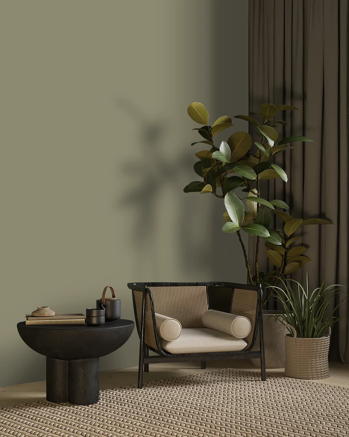 Nippon Paint's CONCRETE KERB color on a beautifully decorated wall.