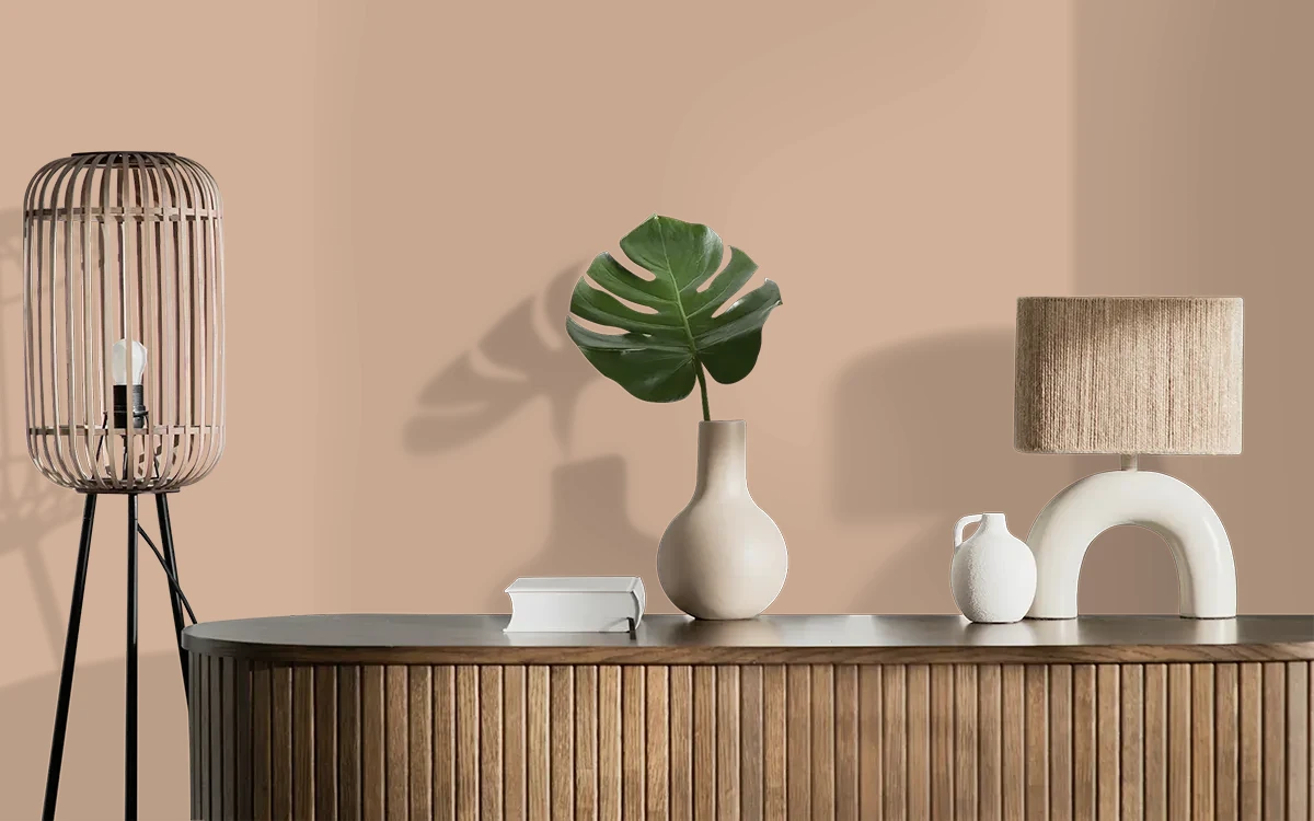 Nippon Paint's COOKIE JAR color on different wall surfaces.
