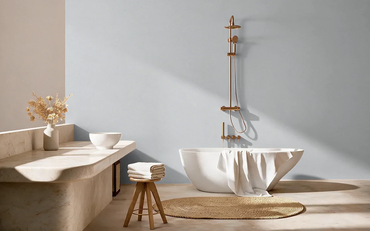 Nippon Paint's COOL ATMOSPHERE color on different wall surfaces.