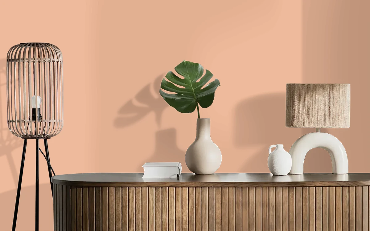 Nippon Paint's COPPER DUST color on different wall surfaces.