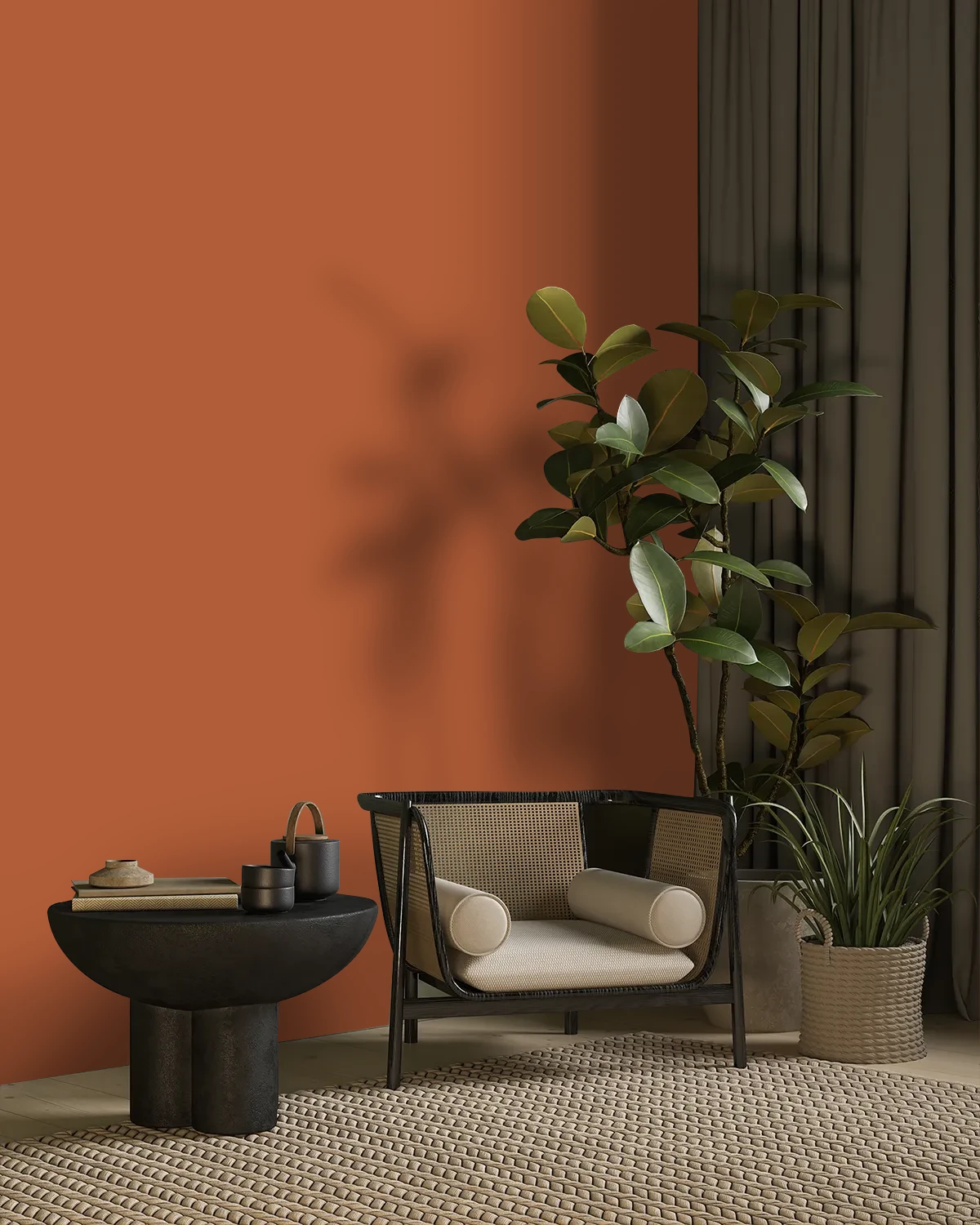 Nippon Paint's COPPER OAK color on a beautifully decorated wall.