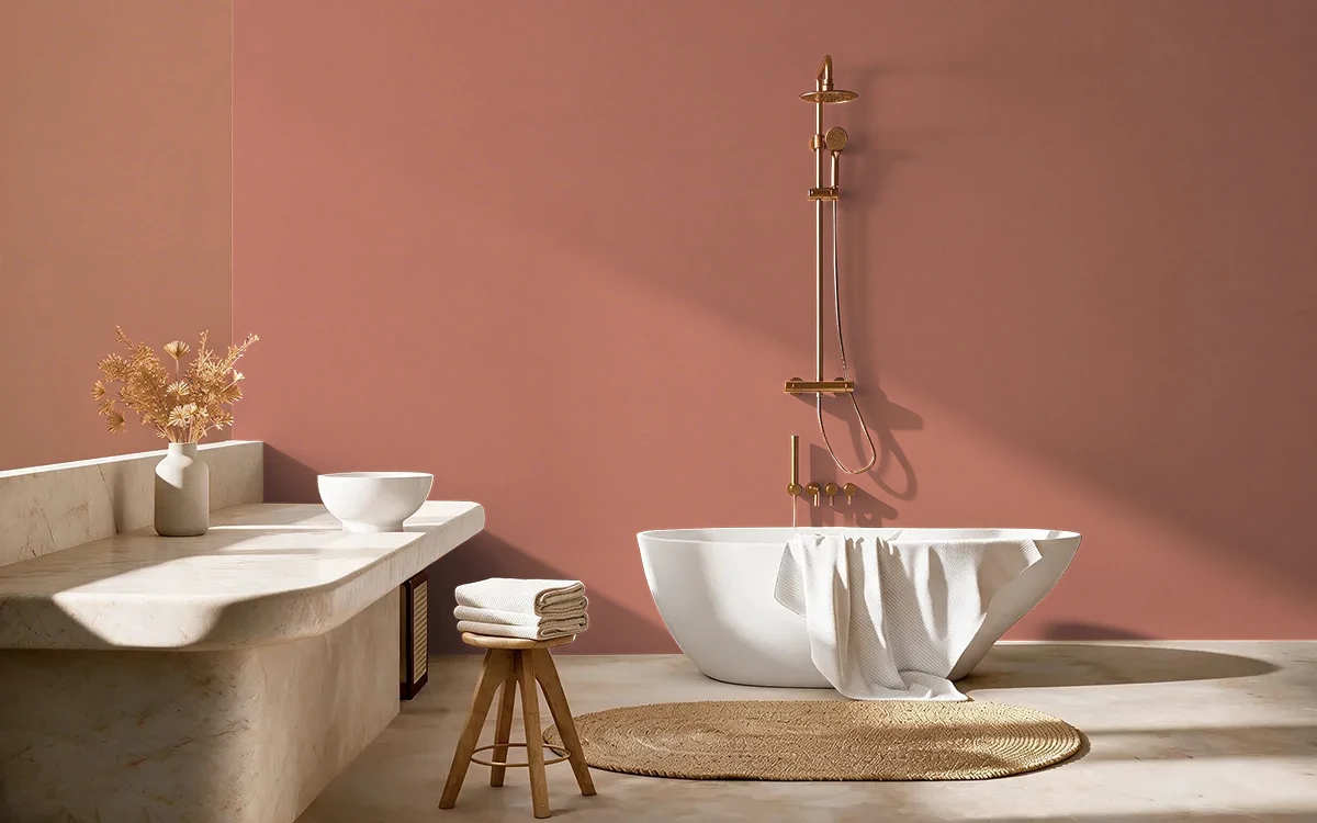 Nippon Paint's COPPERY TONE color on different wall surfaces.
