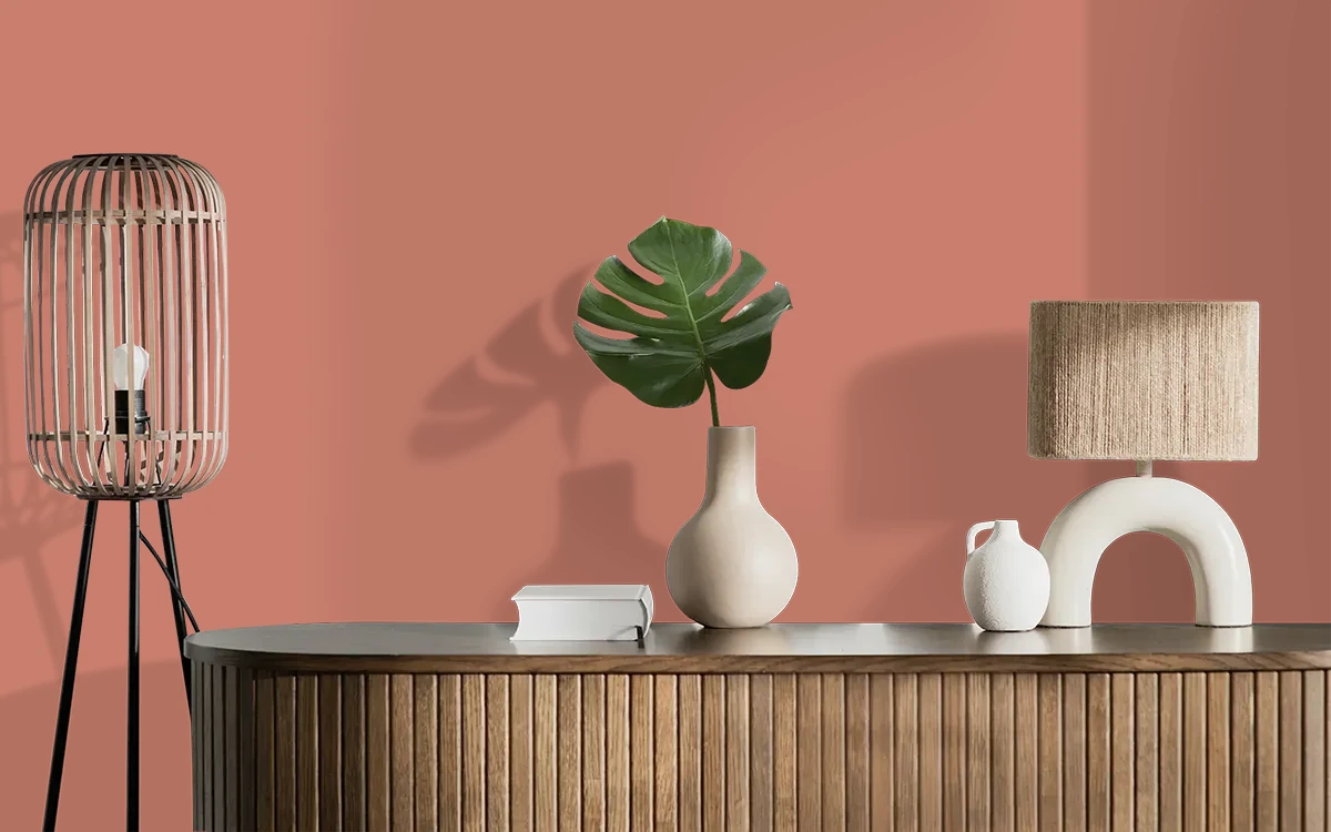 Nippon Paint's COPPERY TONE color on different wall surfaces.