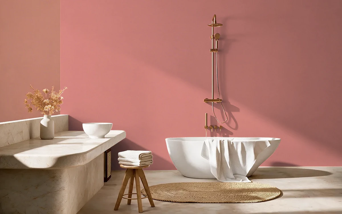 Nippon Paint's CORAL COVE color on different wall surfaces.