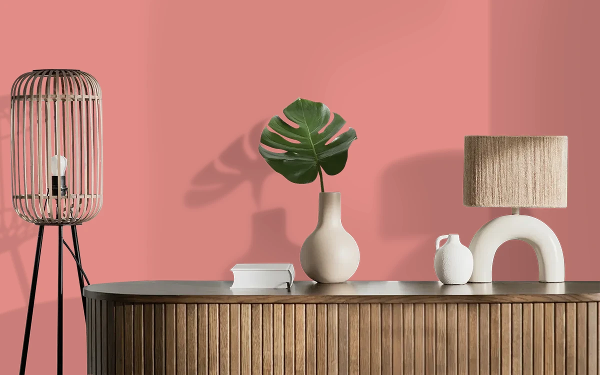 Nippon Paint's CORAL COVE color on different wall surfaces.