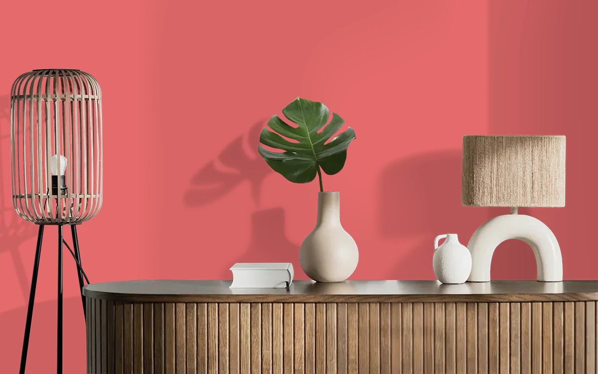 Nippon Paint's CORAL EXPRESSION color on different wall surfaces.
