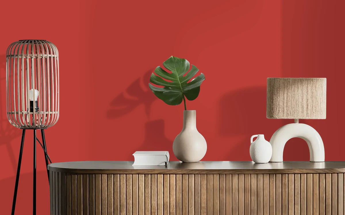 Nippon Paint's COTILLION RED color on different wall surfaces.