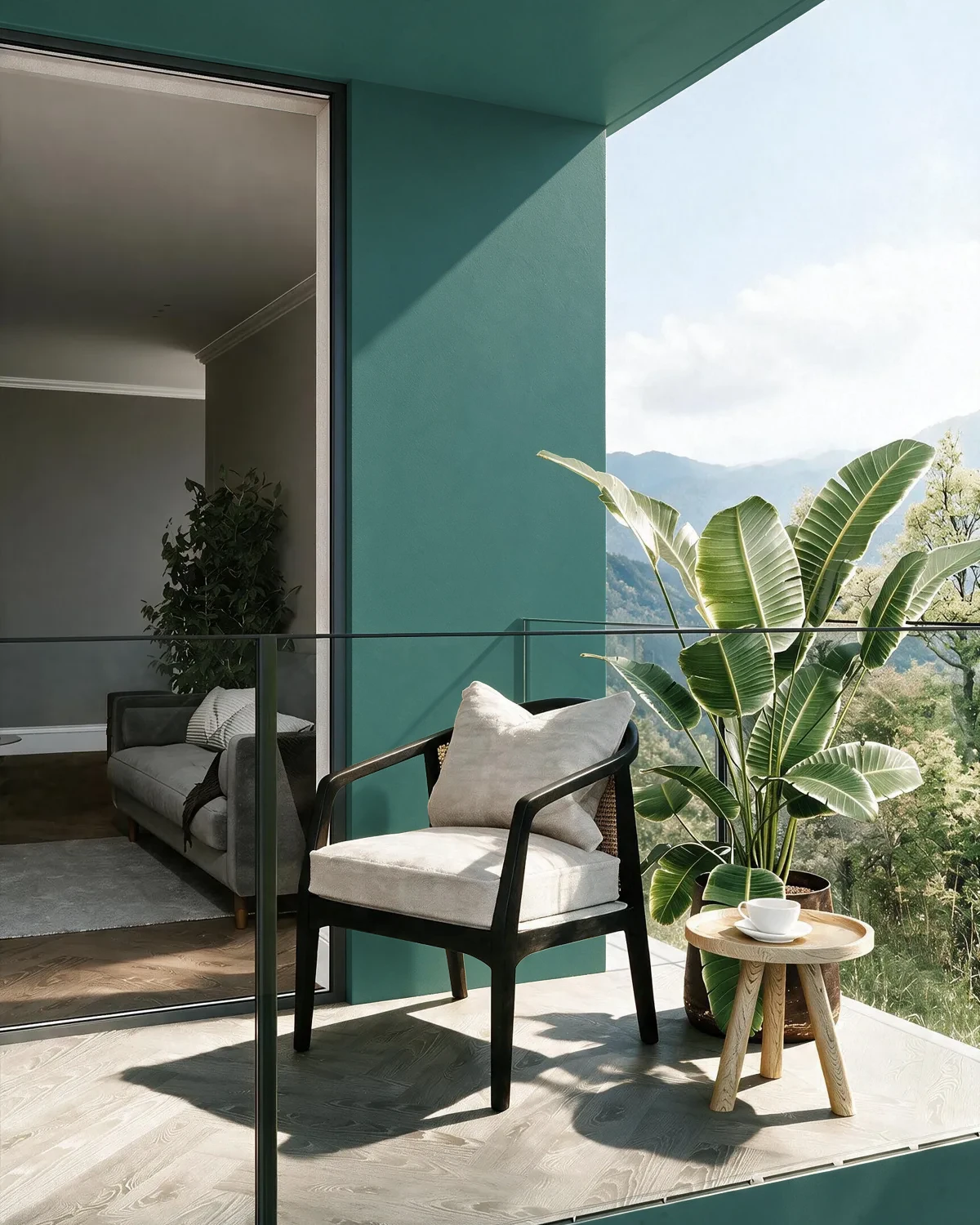 Nippon Paint's COURTYARD GREEN color on a beautifully decorated wall.