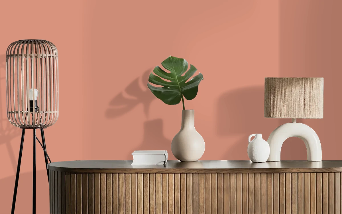 Nippon Paint's CRACKED SHELL color on different wall surfaces.