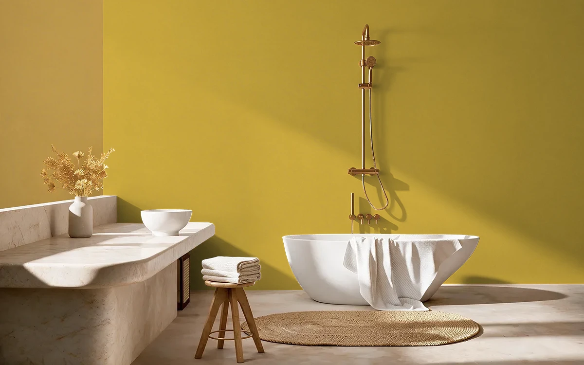 Nippon Paint's CRAZY RICH color on different wall surfaces.