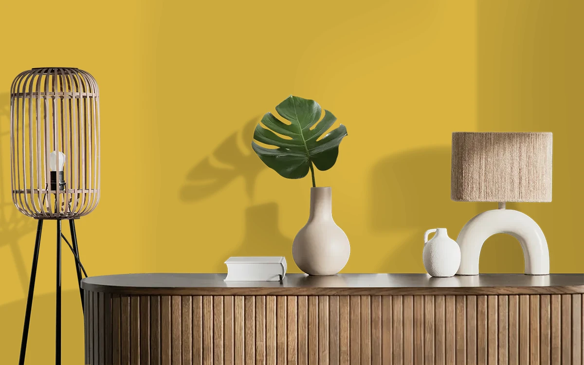 Nippon Paint's CRAZY RICH color on different wall surfaces.