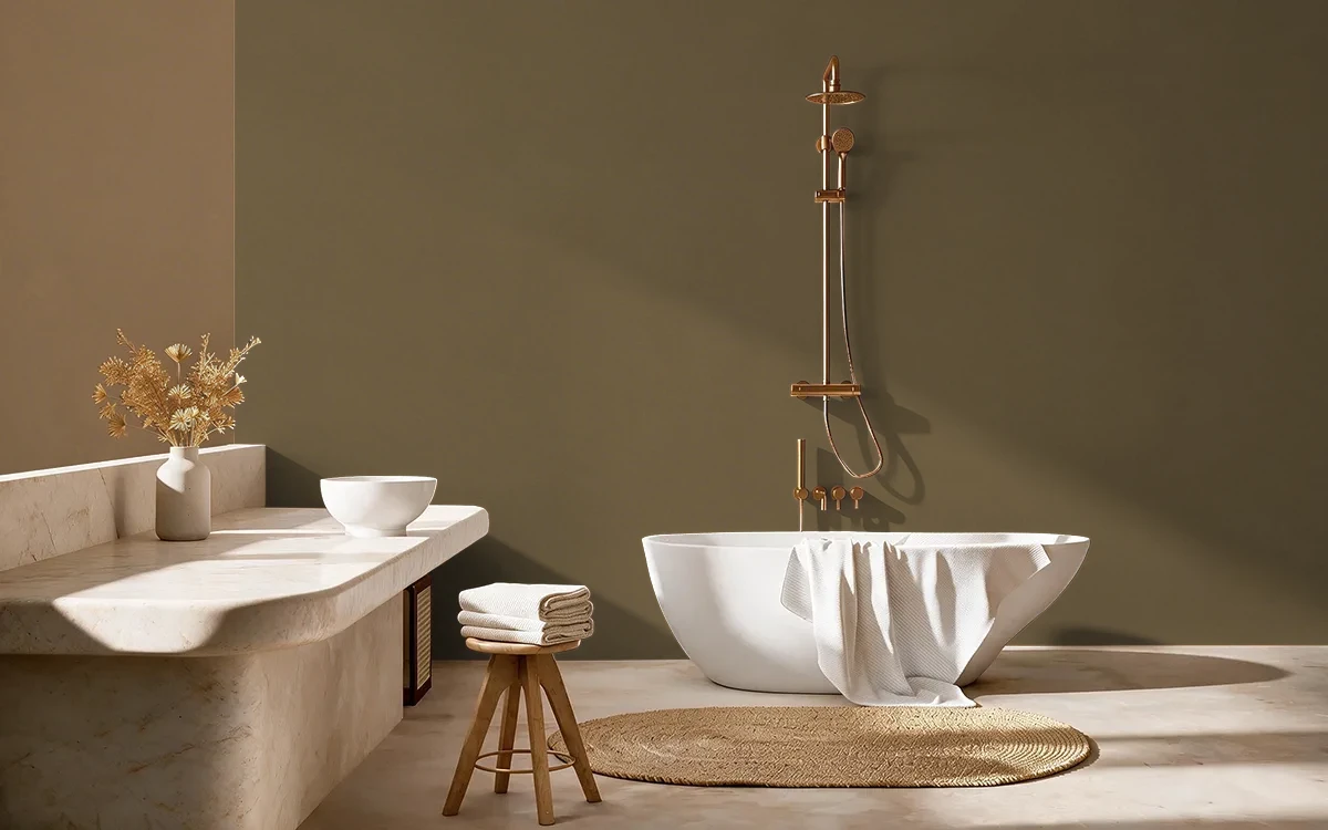 Nippon Paint's CREAMY CARAMEL color on different wall surfaces.