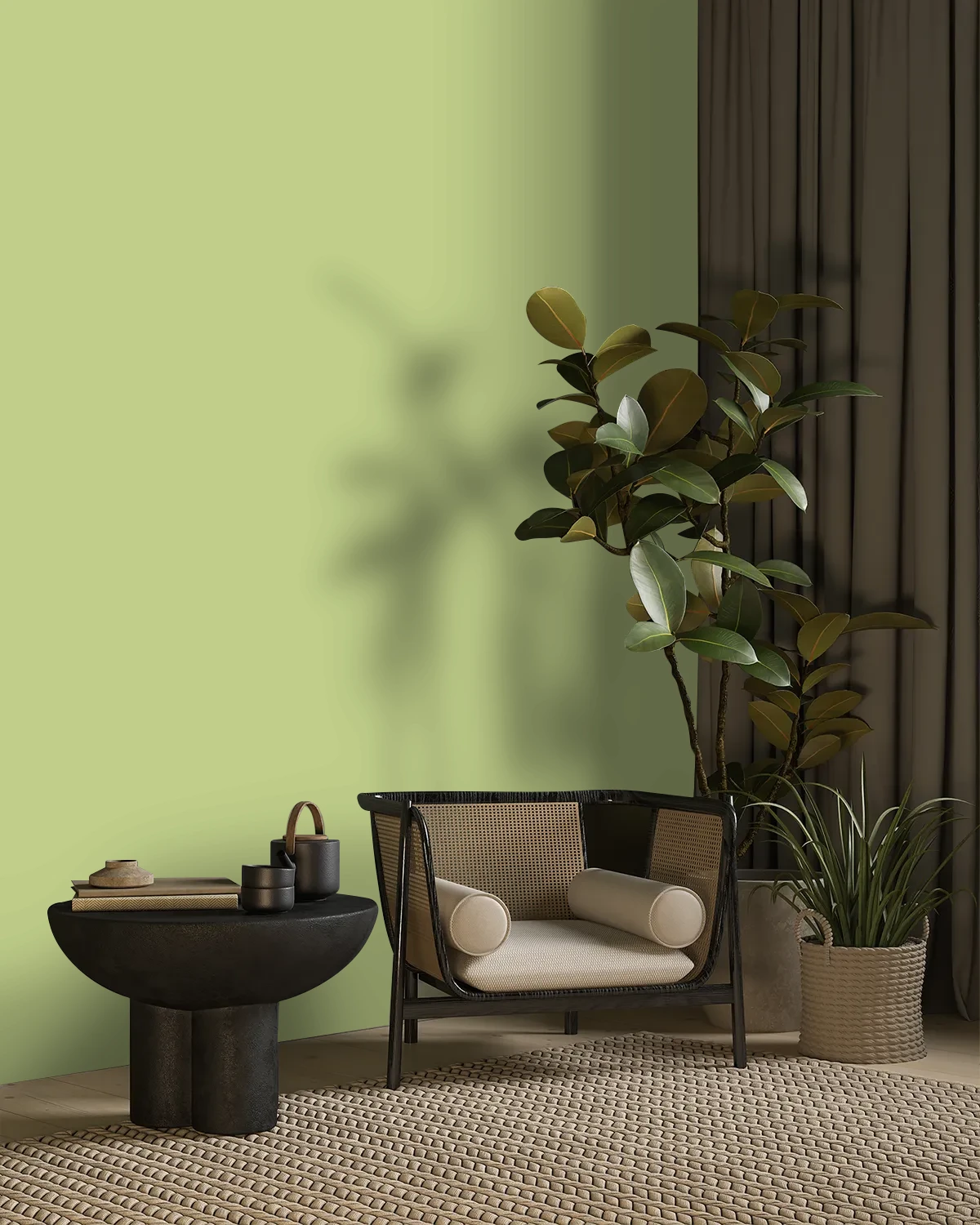 Nippon Paint's CREEPING WILLOW color on a beautifully decorated wall.