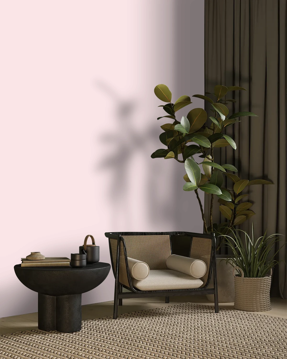 Nippon Paint's CRIMSON DAWN color on a beautifully decorated wall.